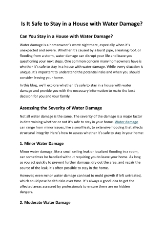 Is It Safe to Stay in a House with Water Damage?