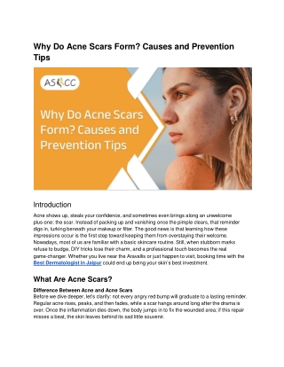 Why Do Acne Scars Form? Causes and Prevention Tips