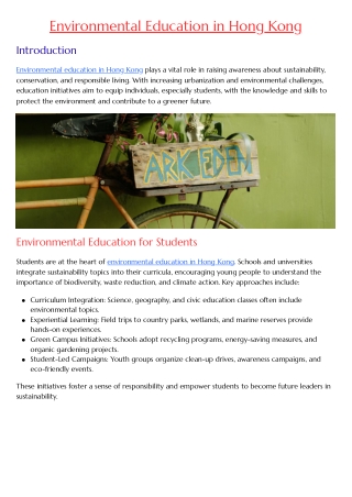 Environmental Education in Hong Kong