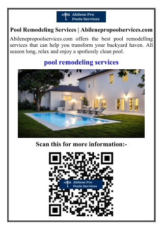 Pool Remodeling Services Abilenepropoolservices.com