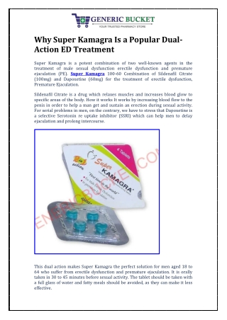 Why Super Kamagra Is a Popular Dual