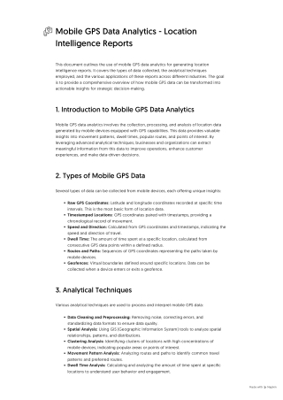 Mobile GPS Data Analytics - Location Intelligence Reports