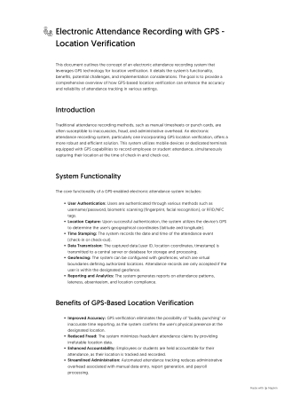 Electronic Attendance Recording with GPS - Location Verification