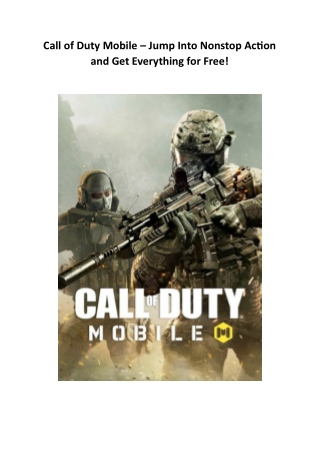 Call of Duty Mobile – Jump Into Nonstop Action and Get Everything for Free!