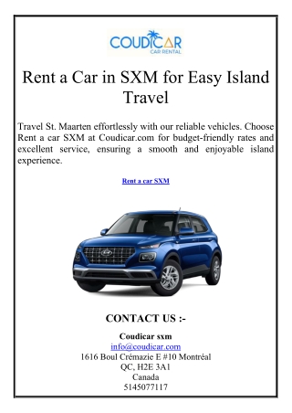 Rent a Car in SXM for Easy Island Travel