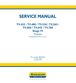 New Holland T9.700 Stage IV Tractor Service Repair Manual Instant Download