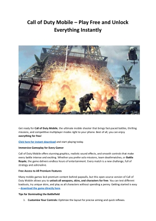 Call of Duty Mobile – Play Free and Unlock Everything Instantly