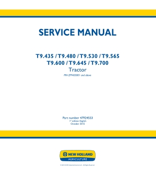 New Holland T9.700 Tractor Service Repair Manual Instant Download