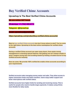 "How to Buy Verified Chime Accounts with Full Security and Privacy"
