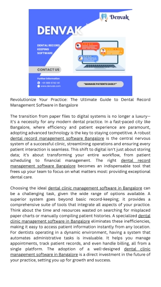 Dental clinic management software in Bangalore