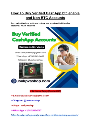 How To Buy Verified CashApp btc enable and Non BTC Accounts
