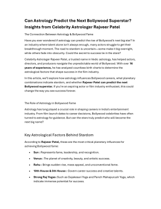 Rajveer Patel Predict the Next Bollywood Superstar