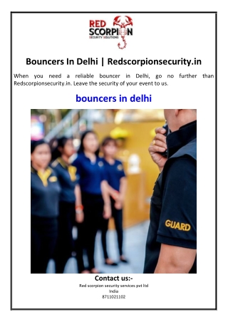 Bouncers In Delhi | Redscorpionsecurity.in