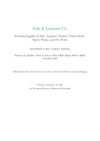 Premium Supplier of Nuts, Legumes, Peanuts, Potato Sticks,