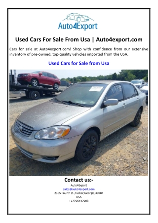 Used Cars For Sale From Usa | Auto4export.com