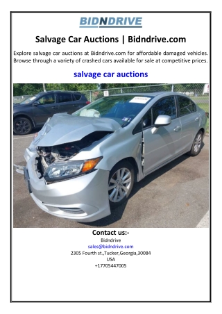 Salvage Car Auctions | Bidndrive.com