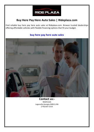 Buy Here Pay Here Auto Sales | Rideplaza.com