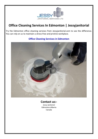 Office Cleaning Services In Edmonton | Jessyjanitorial