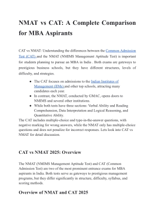 NMAT vs CAT_ A Complete Comparison for MBA Aspirants