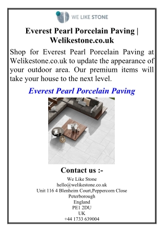 Everest Pearl Porcelain Paving | Welikestone.co.uk