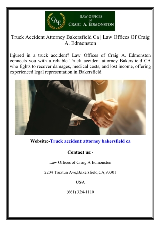 Truck Accident Attorney Bakersfield Ca  Law Offices Of Craig A. Edmonston