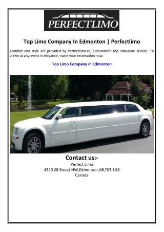 Top Limo Company In Edmonton | Perfectlimo