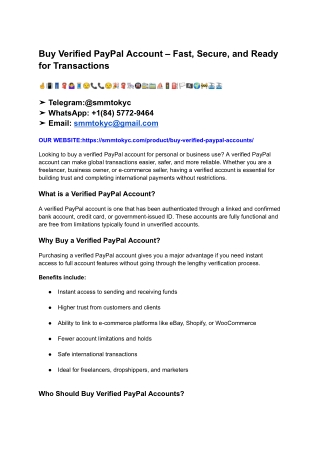 Buy Verified PayPal Account – Fast, Secure, and Ready for Transactions