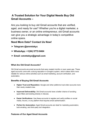 A Trusted Solution for Your Digital Needs Buy Old Gmail Accounts –