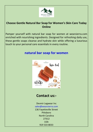Choose Gentle Natural Bar Soap for Women’s Skin Care Today Online