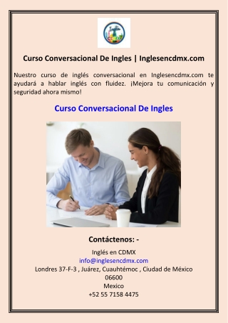 Curso Conversacional De Ingles  Inglesencdmx.com