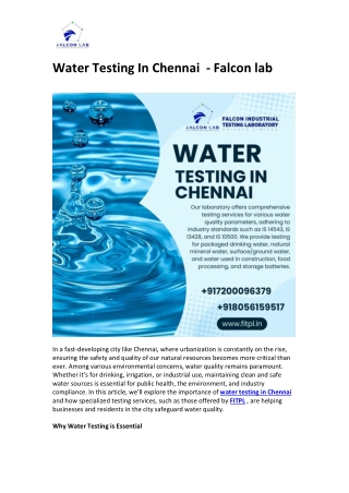 Water Testing In Chennai