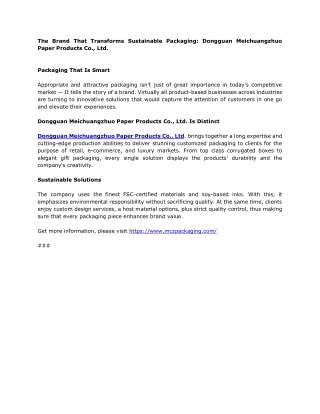 Dongguan Meichuangzhuo Paper Products Co., Ltd