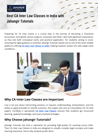 Affordable CA Inter Law Classes with Flexible Online Learning Options