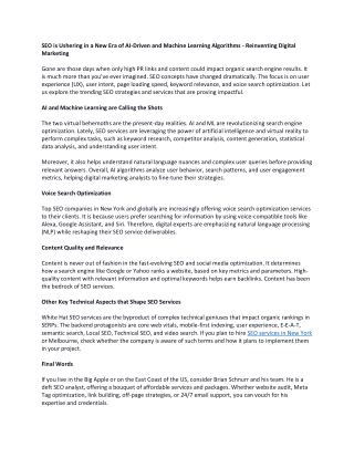 SEO is Ushering in a New Era of AI-Driven and Machine Learning Algorithms - Reinventing Digital Marketing