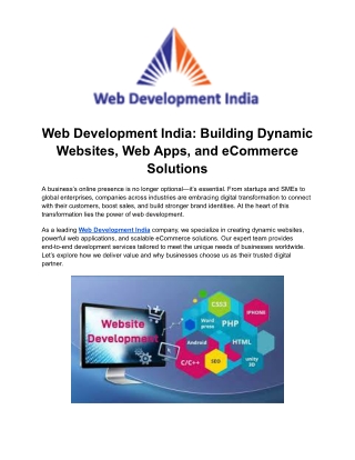 Web Development India_ Building Dynamic Websites, Web Apps, and eCommerce Solutions