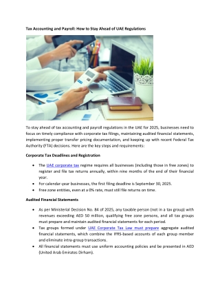 Tax Accounting and Payroll - How to Stay Ahead of UAE Regulations