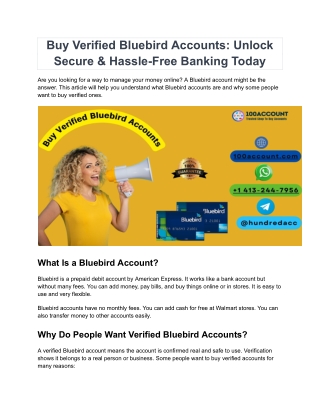 Buy Verified Bluebird Accounts