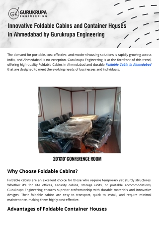 Affordable Foldable Cabin in Ahmedabad – Modern & Flexible Design