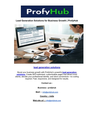 Lead Generation Solutions for Business Growth | ProfyHub