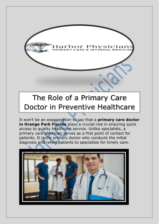 The Role of a Primary Care Doctor in Preventive Healthcare
