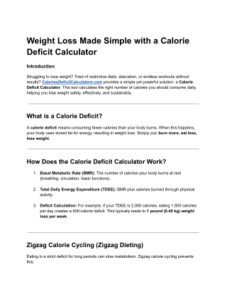 Calorie Deficit Calculator