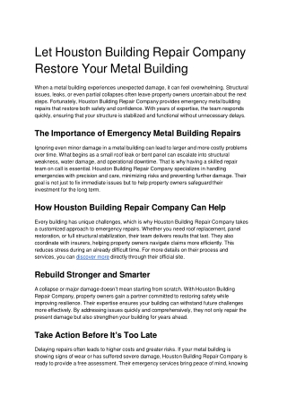 Emergency Metal Building Repairs_ What To Do After Collapse or Severe Damage