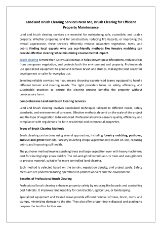 Land and Brush Clearing Services Near Me, Brush Clearing for Efficient Property Maintenance