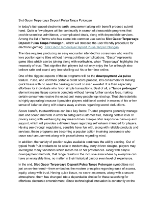 Slot Gacor Terpercaya Deposit Pulsa Tanpa Potongan