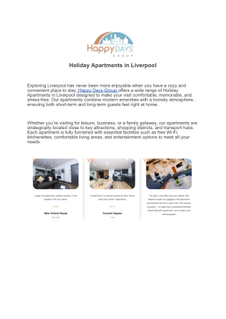 Holiday Apartments in Liverpool