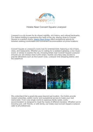 Hotels Near Concert Square Liverpool