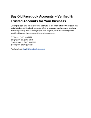 6Buy Old Facebook Accounts – Verified & Trusted Accounts for Your Business