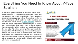Everything You Need to Know About Y-Type Strainers