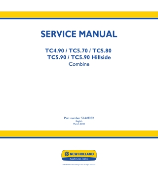 New Holland TC5.80 FPT NEF 6 STAGE IV Combine Harvester Service Repair Manual Instant Download