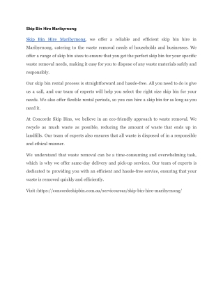 Skip Bin Hire Maribyrnong - Australia